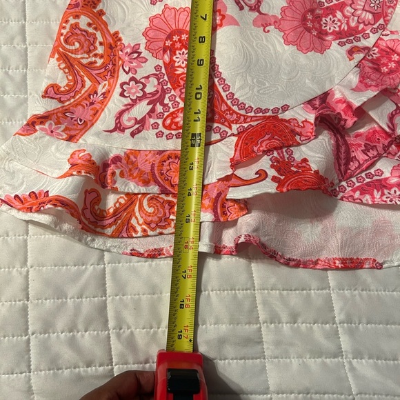 NWOT Two-Piece Ruffle Crop Top & Mini Skirt Set – Pink Paisley Print Size L - Picture 12 of 12